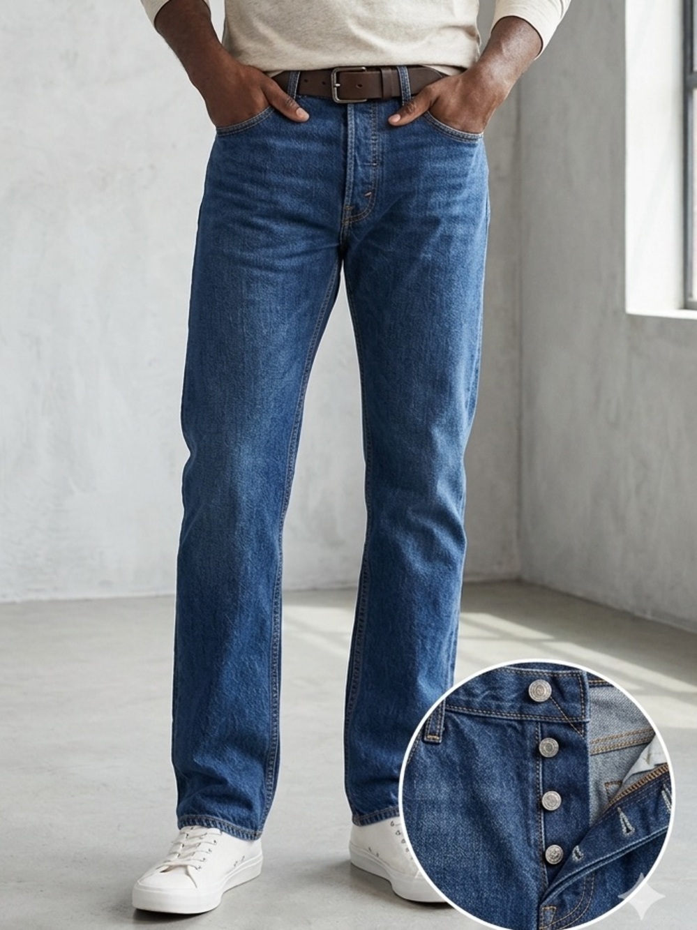 Levi’s 501 Men's Dark Blue Straight-Leg Jeans waist 17.5” rise 11.5” inseam 32”